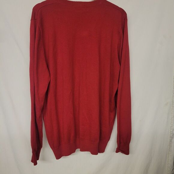 LL Bean Size XL Cotton Cashmere Red V-Neck Sweater Unisex  Regular 274603 - Picture 4 of 7